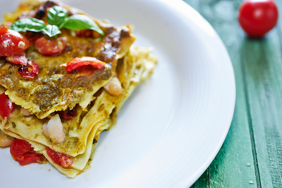 Lasagna con crema di fagiolini e pomodoro lasagna con crema di fagiolini e pomodoro
