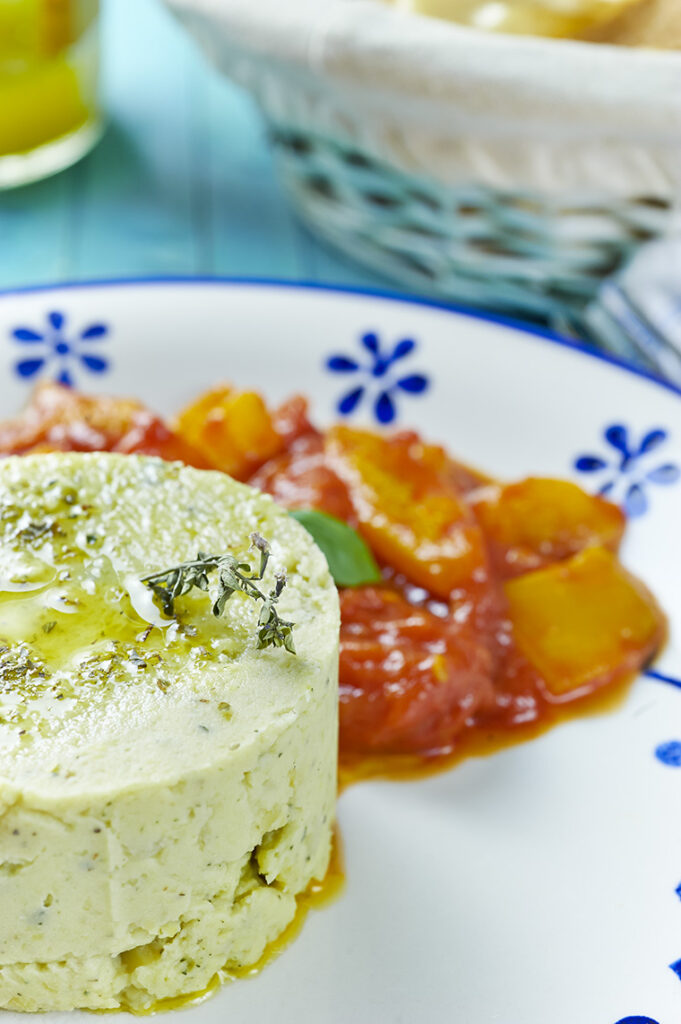 sformato di fave con peperonata