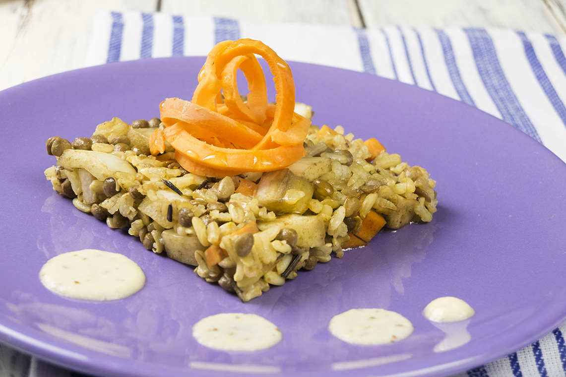 riso integrale saltato con salsa alla senape