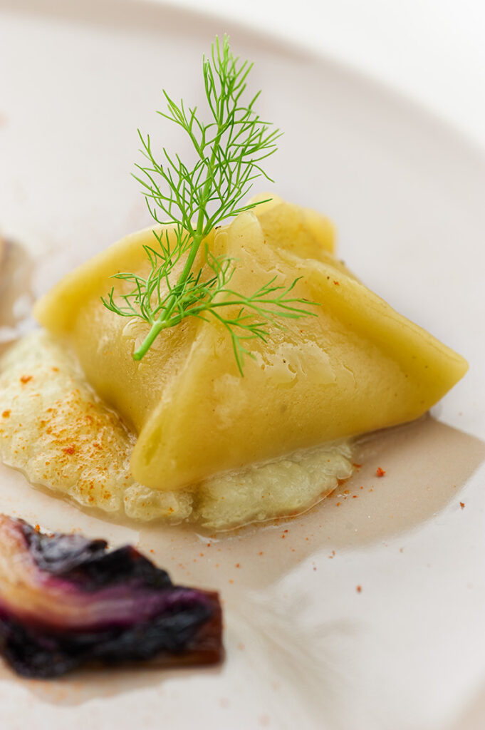 ravioli con salsa di finocchio e radicchio marinato ravioli con salsa di finocchio e radicchio marinato