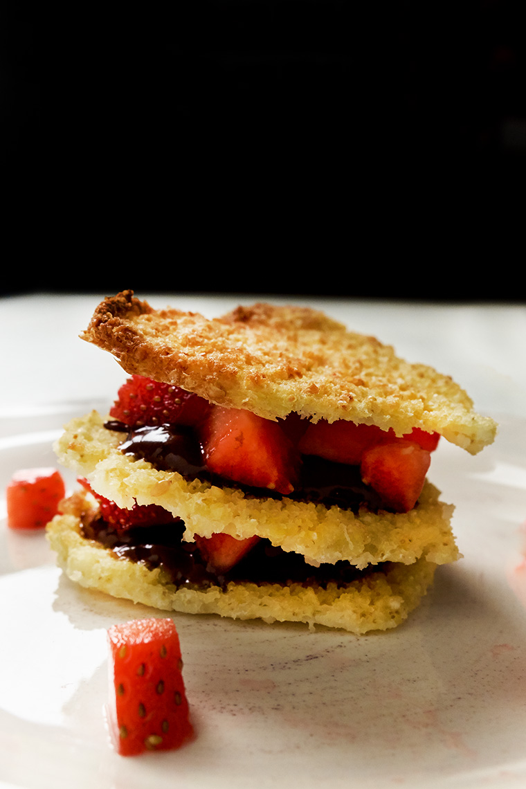 cuori di miglio con fragole e cioccolata