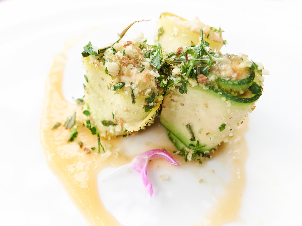 zucchine panate con salsa di melone allo zenzero