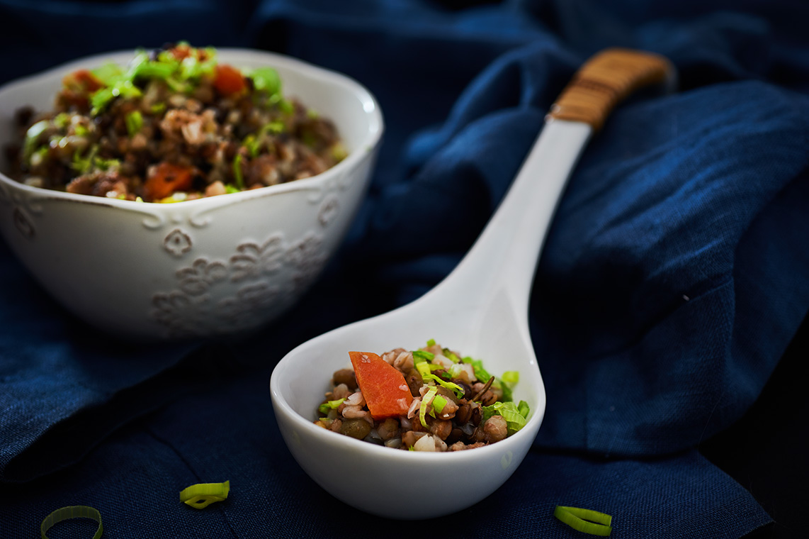 zuppa di saraceno e lenticchie