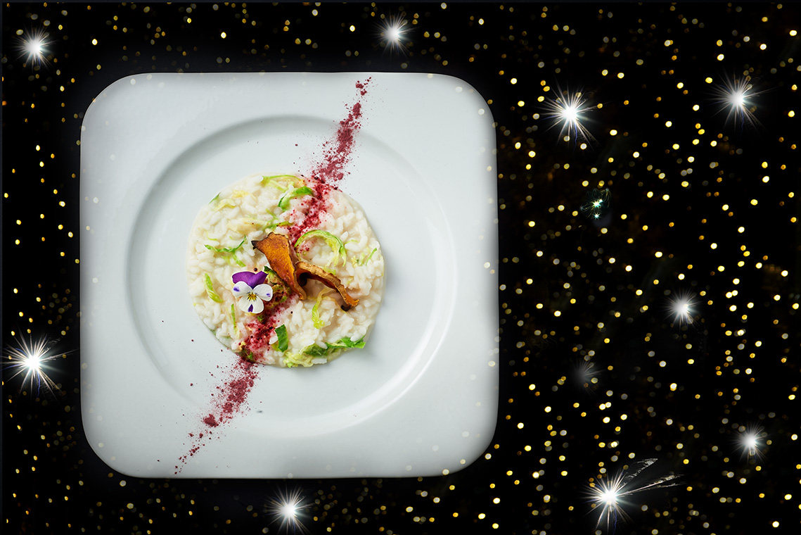 Stella - risotto ai cavoletti di Brusselles, zucca e povere di barbabietola