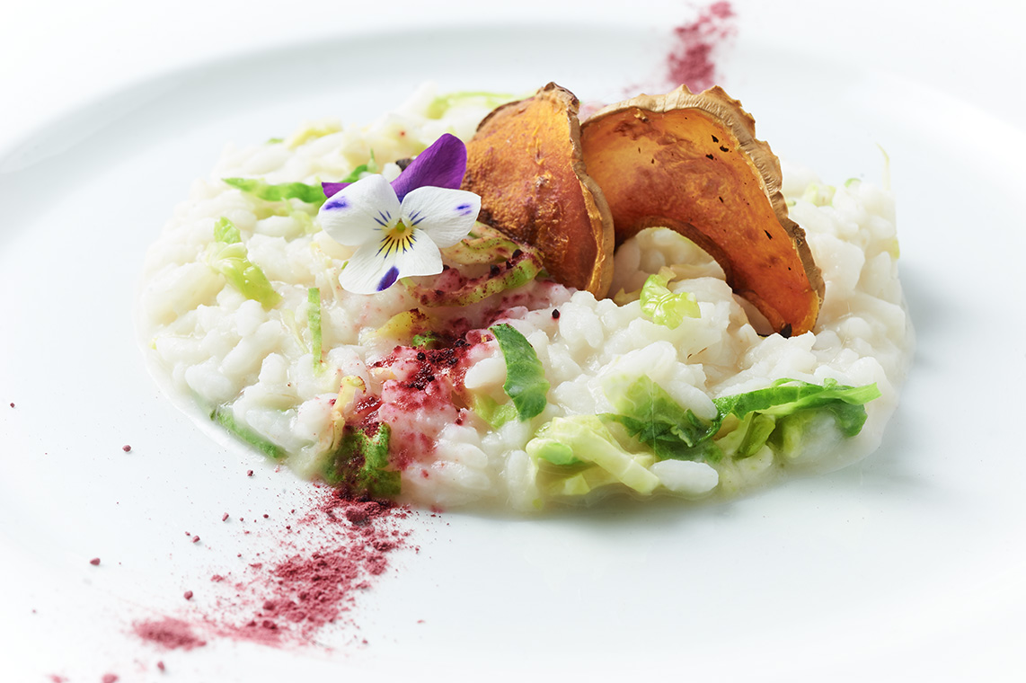 Stella - risotto ai cavoletti di Brusselles, zucca e povere di barbabietola