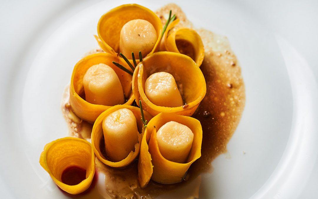 gnocchi di zucca con zucca marinata e riduzione al balsamico