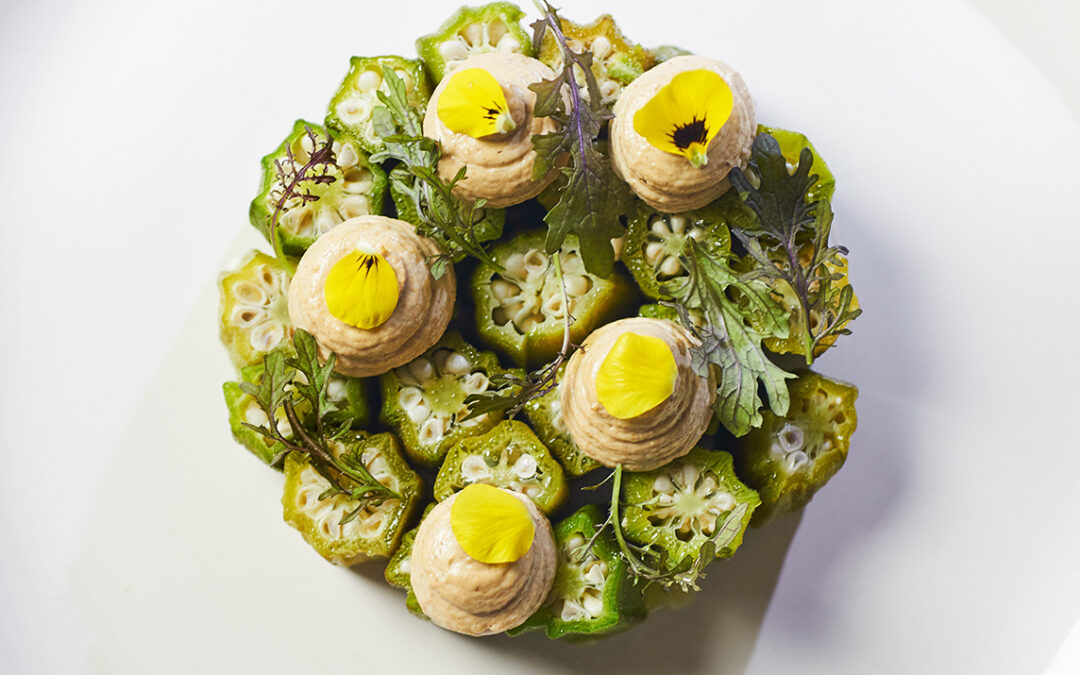 okra e funghi al miso