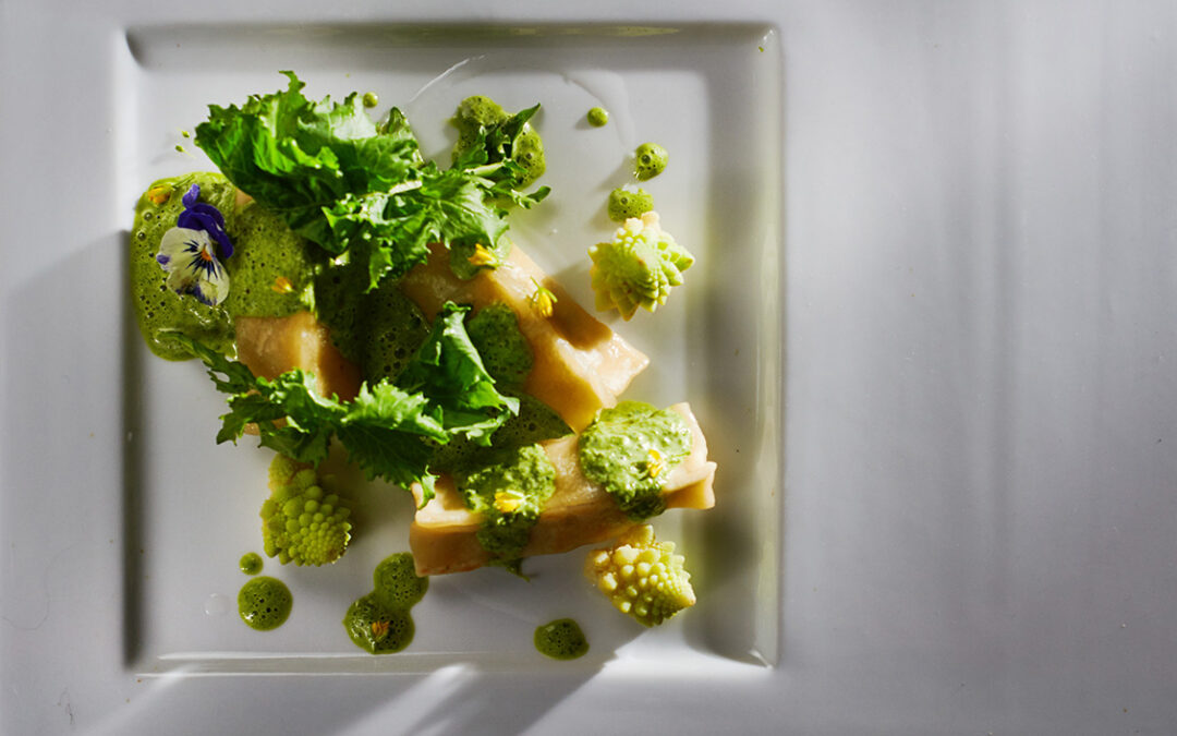 ravioli al vapore con cime di rapa