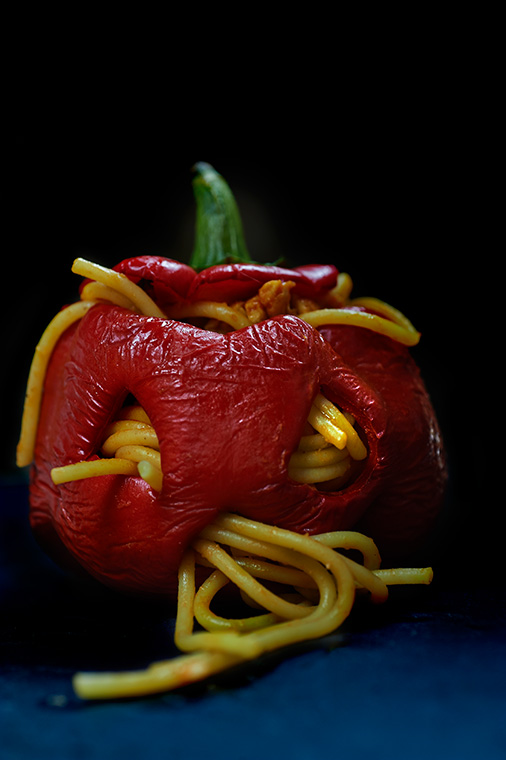 spaghetti con tempeh e peperone 2 spaghetti con tempeh e peperone