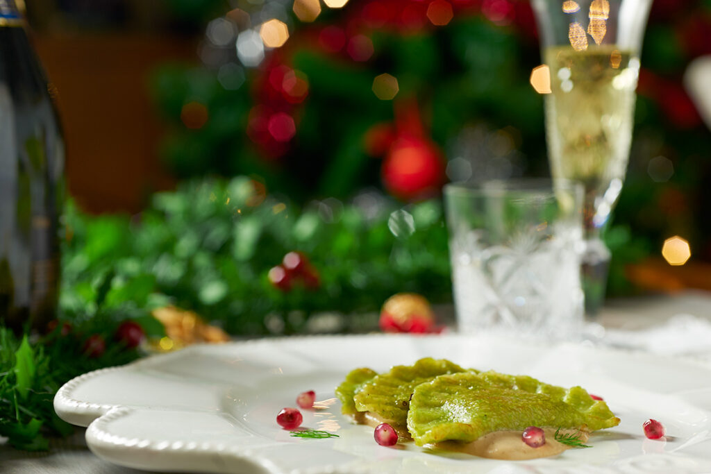 ravioli di piselli alla rapa bianca