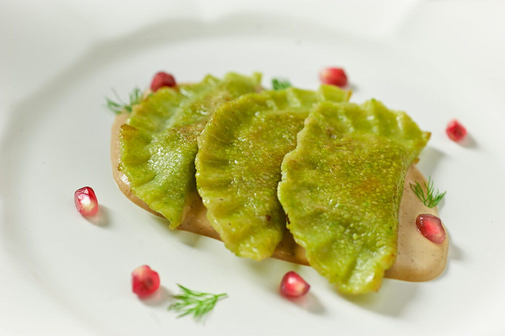 ravioli di piselli alla rapa bianca