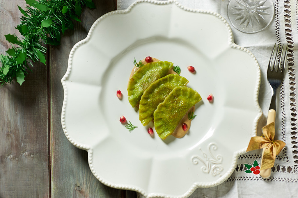 ravioli di piselli alla rapa bianca