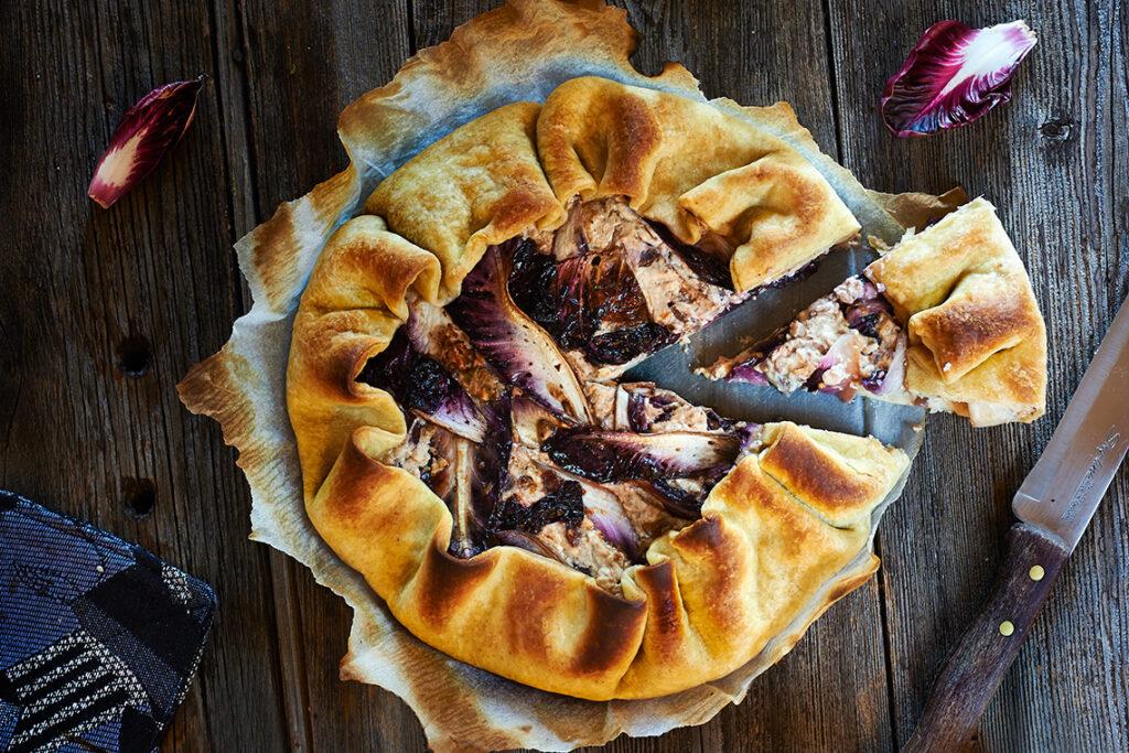 torta di radicchio e tofu al mandarino