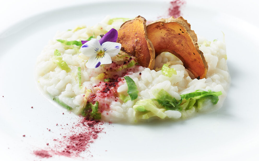stella – risotto ai cavoletti di Brusselles, zucca e polvere di barbabietola